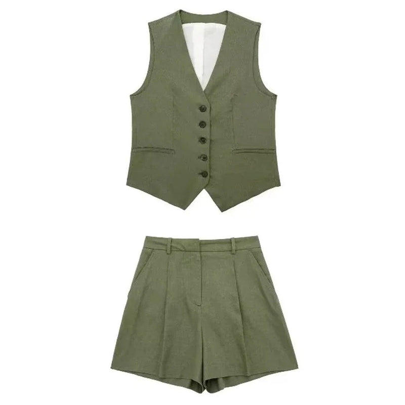 Conjunto Alfaiataria Short e Colete Janine - Loja Fact