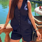Conjunto Alfaiataria Short e Colete Janine - Loja Fact