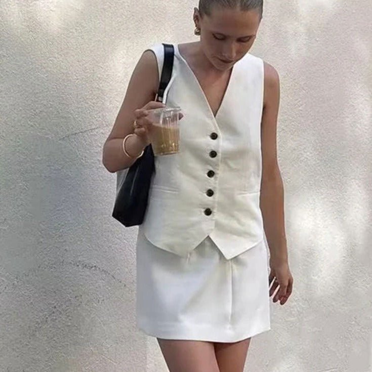 Conjunto Alfaiataria Short e Colete Janine - Loja Fact