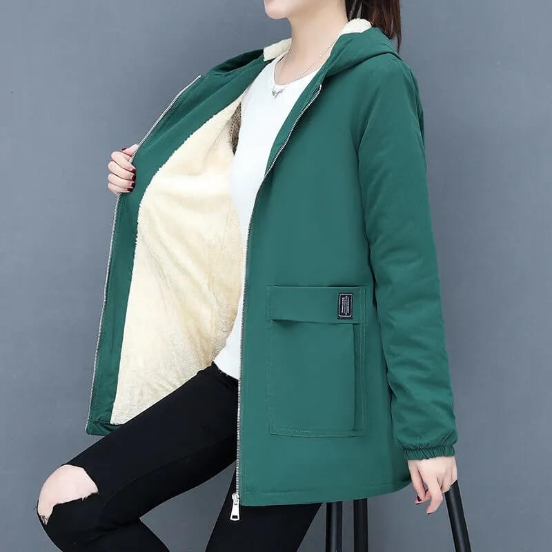 Jaqueta Feminina de Parka Forrada em Lã Agnes - Loja Fact