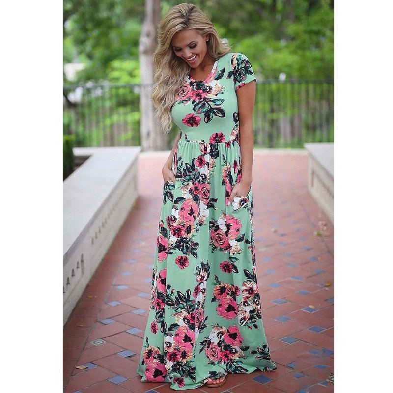 Vestido Feminino Longo Floral - Loja Fact