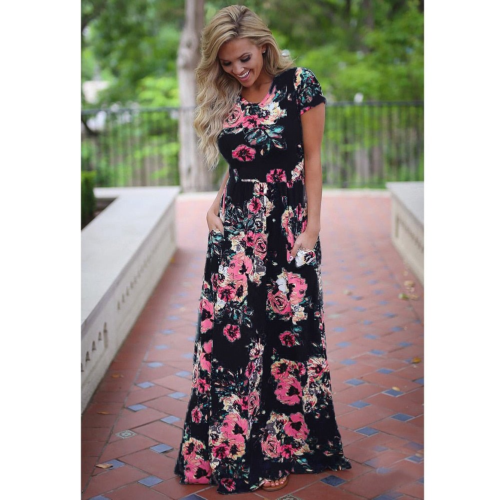 Vestido Feminino Longo Floral - Loja Fact