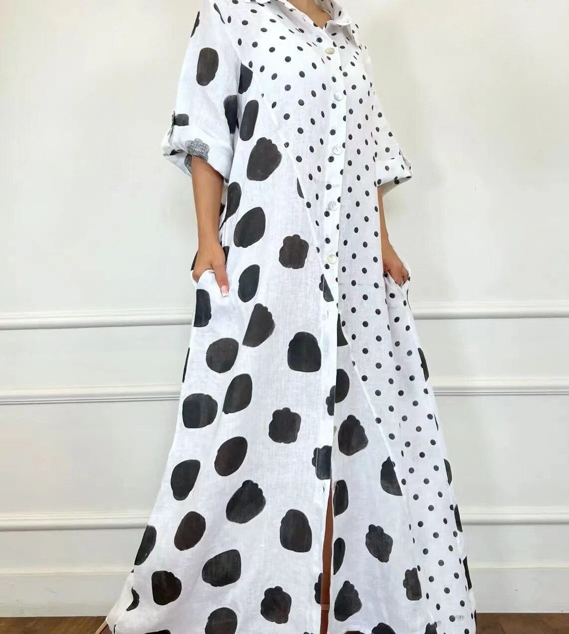 Vestido Longo com Abotoamento Rubelitta - Loja Fact