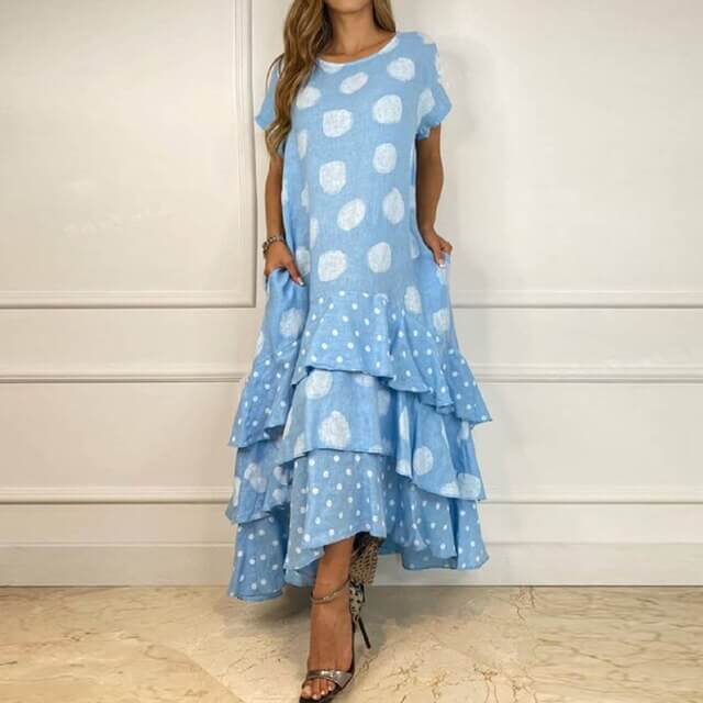 Vestido Longo com Babados Marbres - Loja Fact