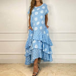 Vestido Longo com Babados Marbres - Loja Fact