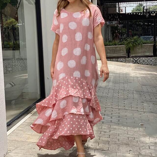 Vestido Longo com Babados Marbres - Loja Fact