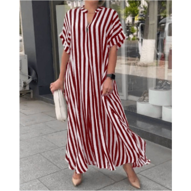 Vestido Longo Listrado Raye - Loja Fact