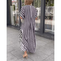 Vestido Longo Listrado Raye - Loja Fact