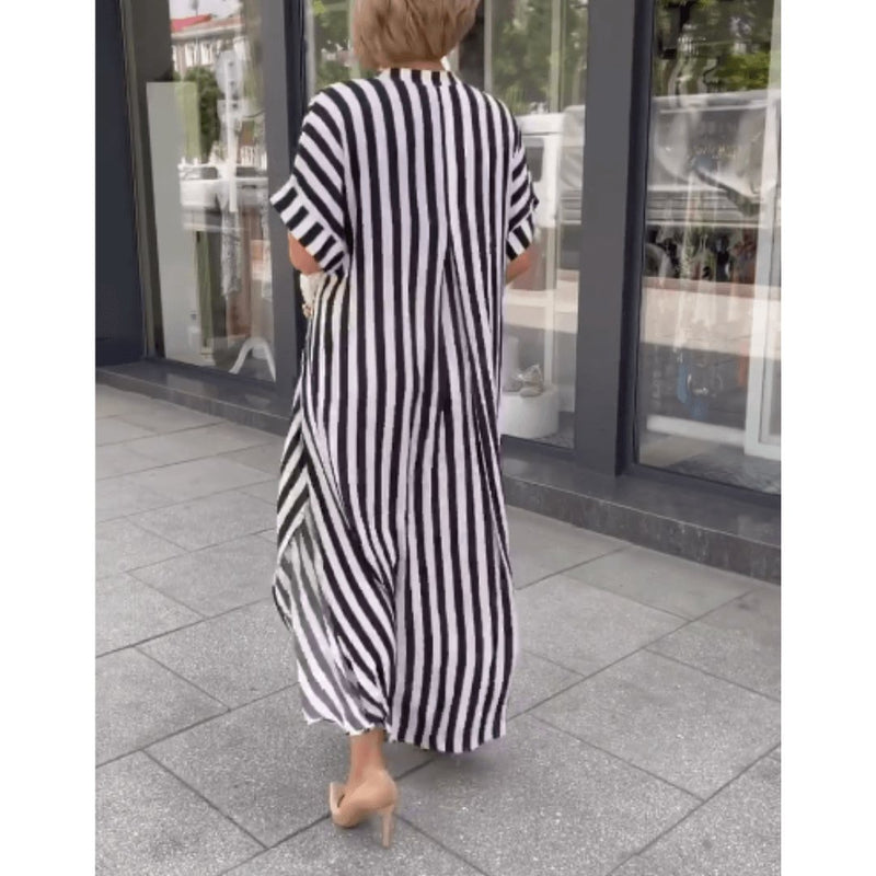 Vestido Longo Listrado Raye - Loja Fact