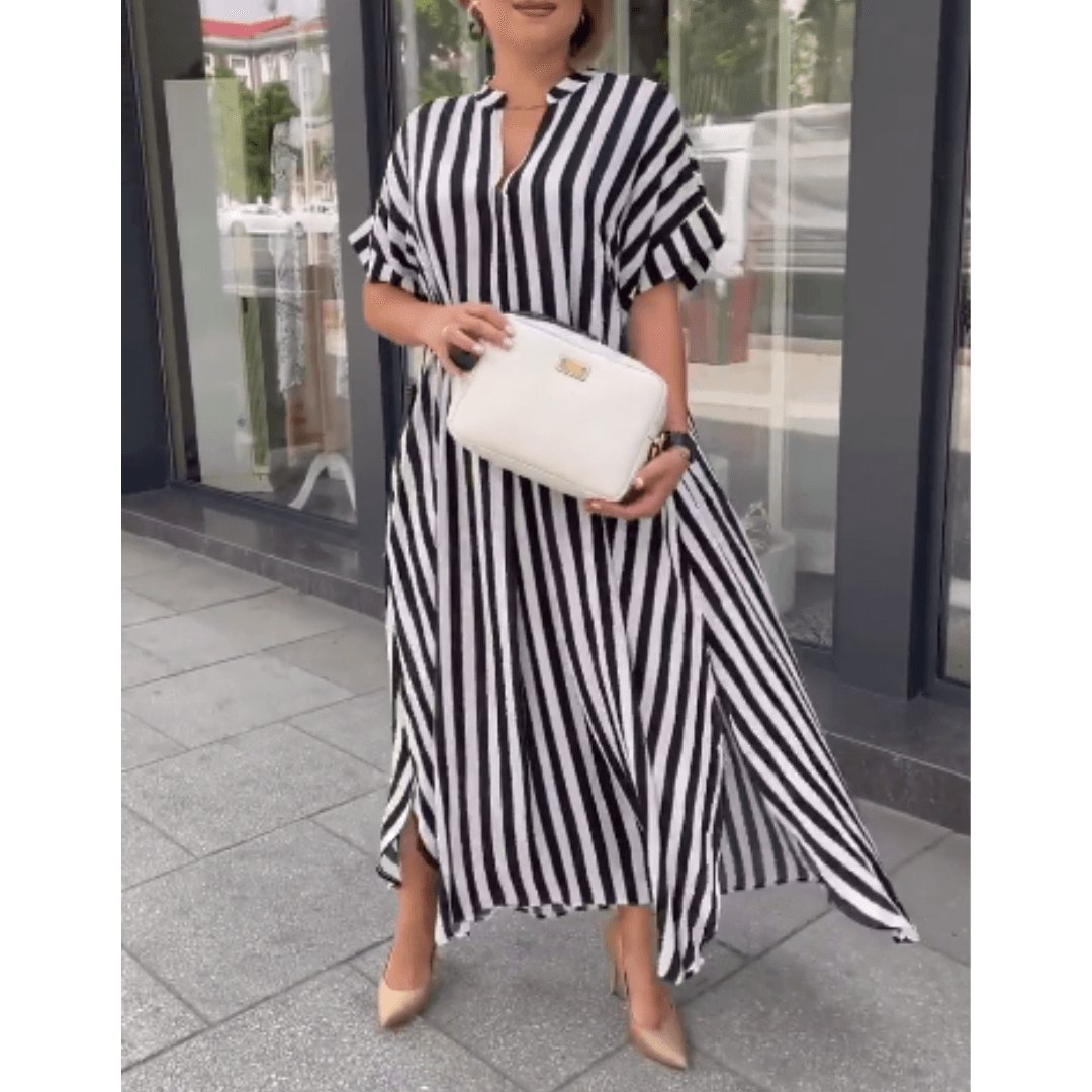 Vestido Longo Listrado Raye - Loja Fact
