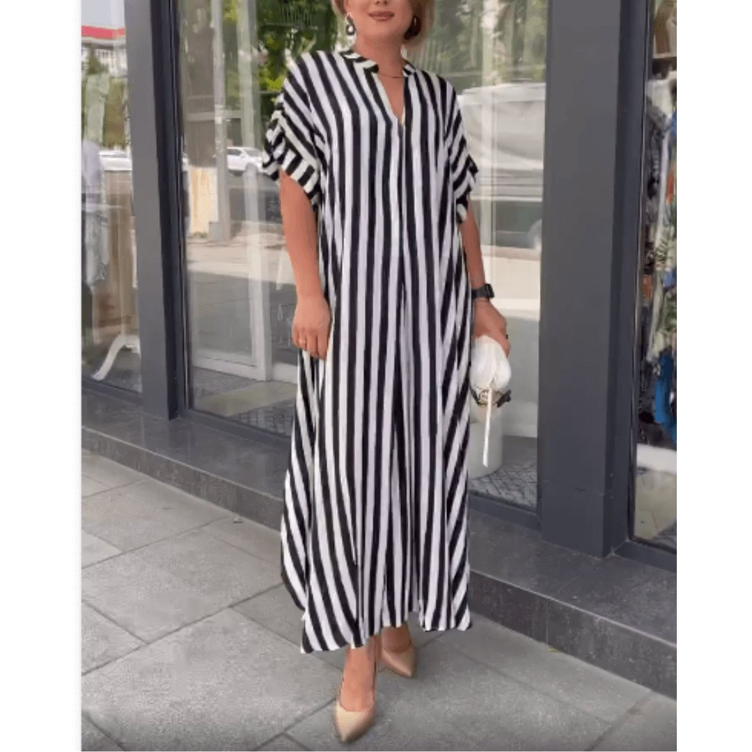 Vestido Longo Listrado Raye - Loja Fact