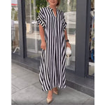 Vestido Longo Listrado Raye - Loja Fact