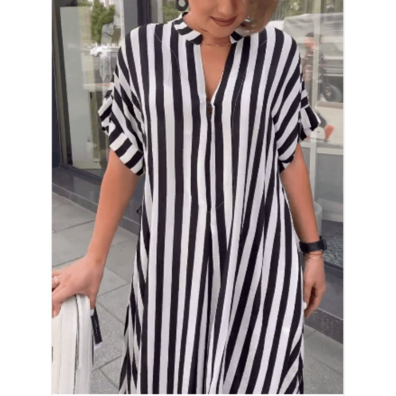 Vestido Longo Listrado Raye - Loja Fact