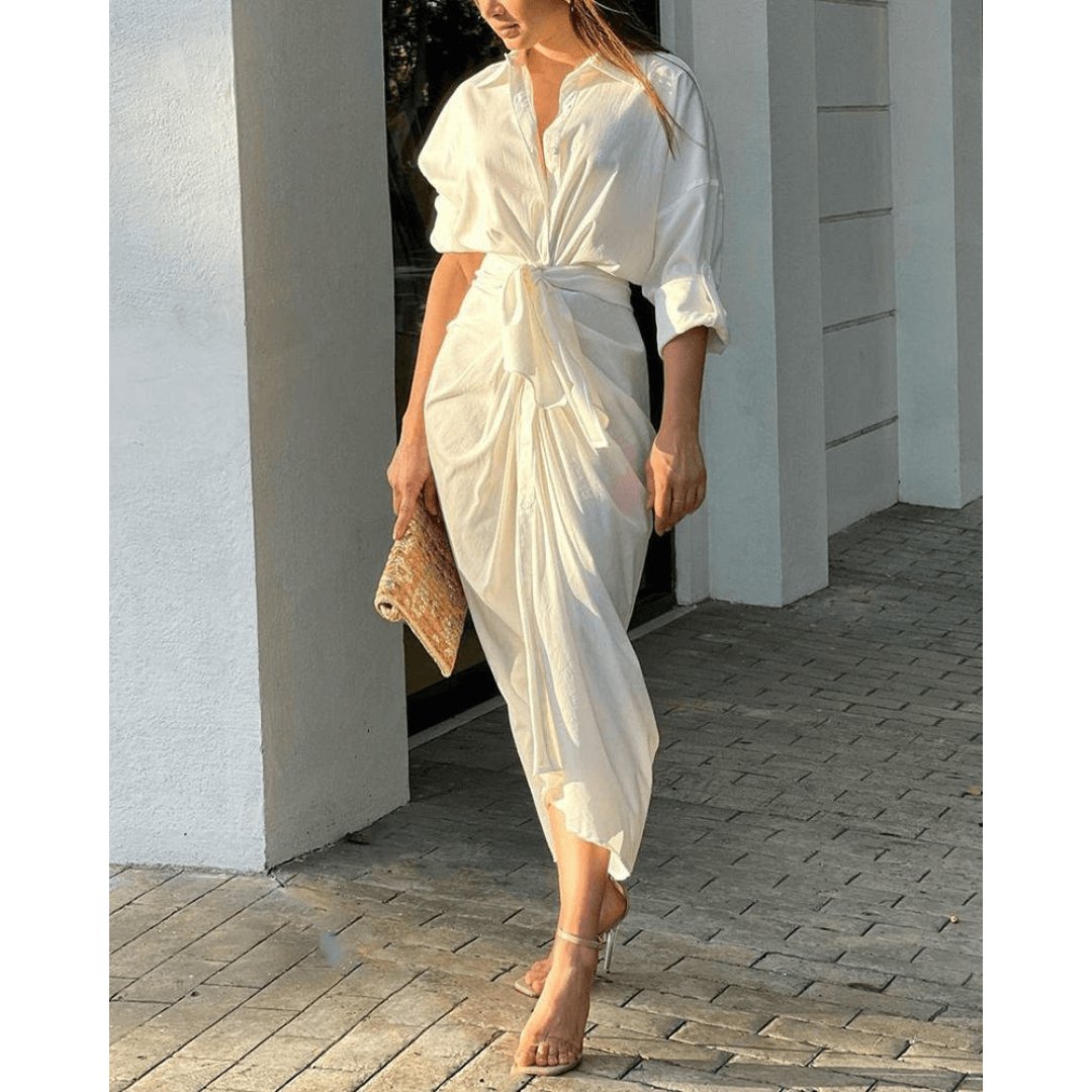 Vestido Mídi com Abotoamento Moderne - Loja Fact